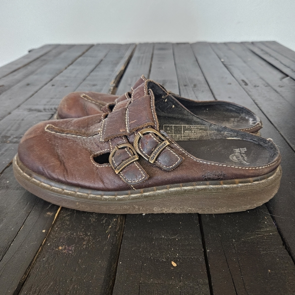 Dr. Martens Vintage Women's 8 Brown Leather Slip On Shoes Chunky Gummy Sole